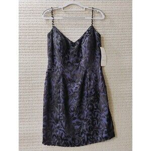 Vtg 80s Deborah Laws Size 6 Purple & Black Cocktail Formal Dress Above Knee